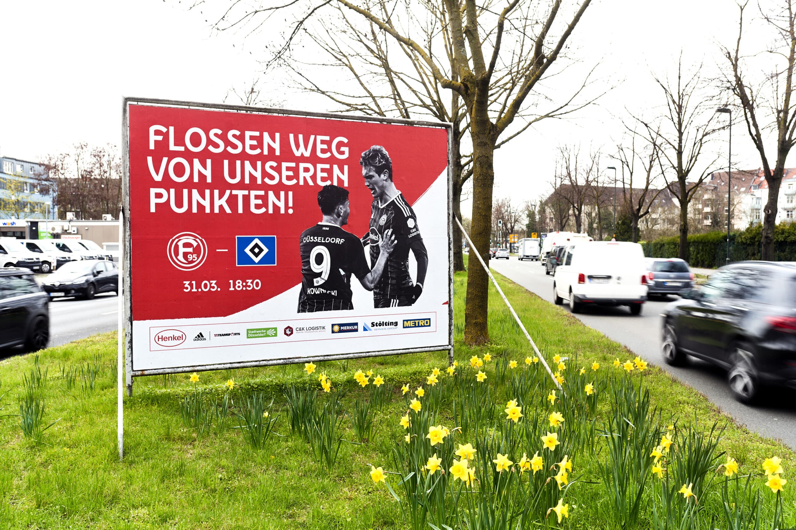Außenwerbung in Düsseldorf Fortuna Plakatwerbung Dauerwerbung Franke media