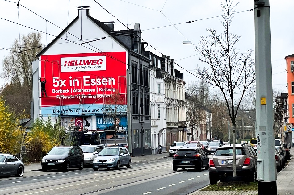 Giebelwerbung in Düsseldorf Außenwerbung Dauerwerbung Franke Media